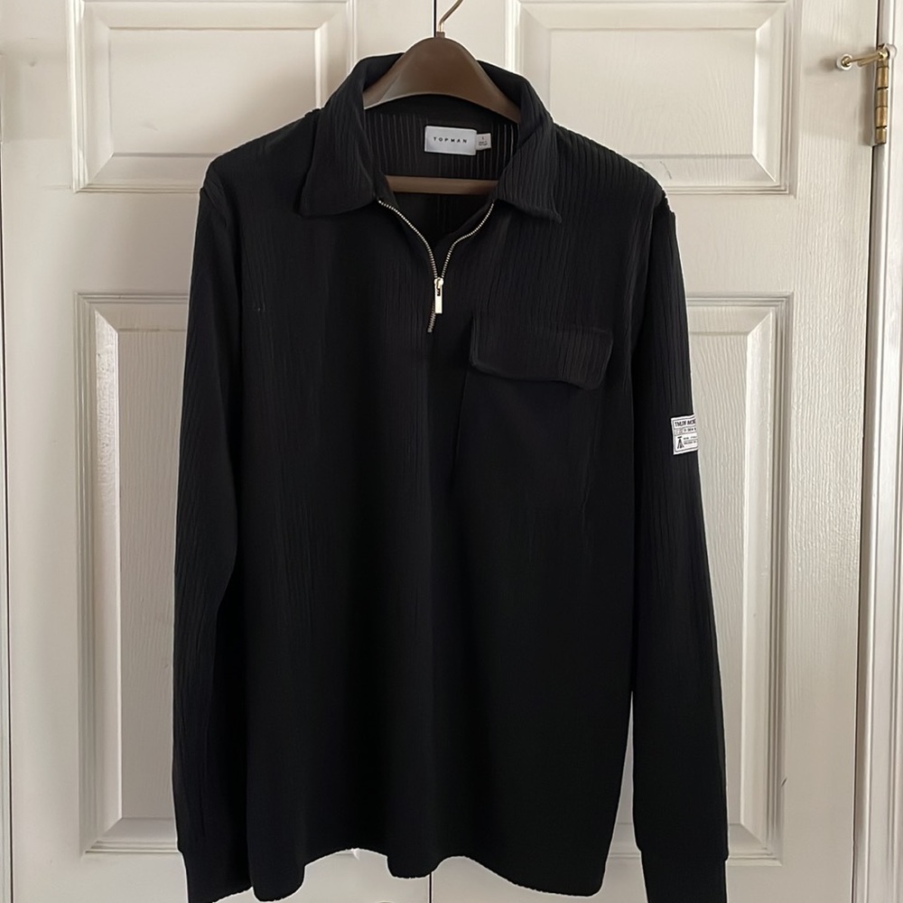 Topman 1/4 zip neck lightweight ribbed sweater Sz L